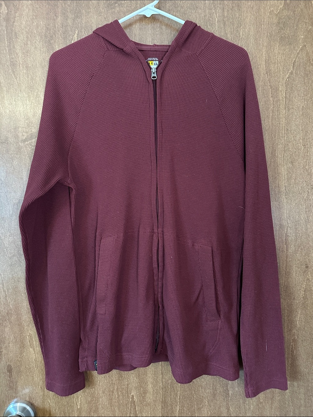 Under Armour Maroon Waffle-Knit Full-Zip Hoodie